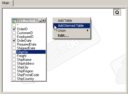 Adding a derived table