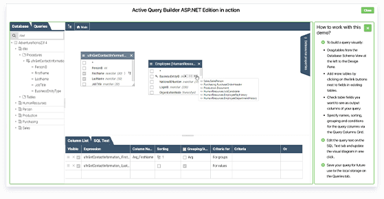 Active Query Builder Online query module demo