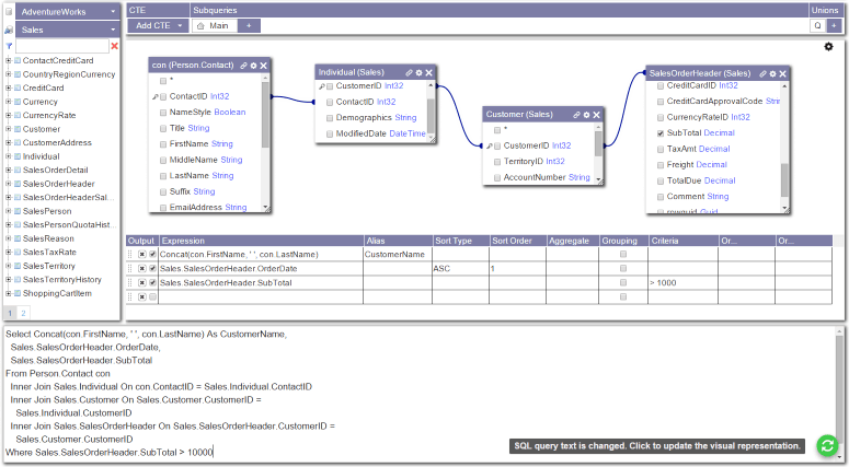 The new flex design of Active Query Builder ASP.NET Edition