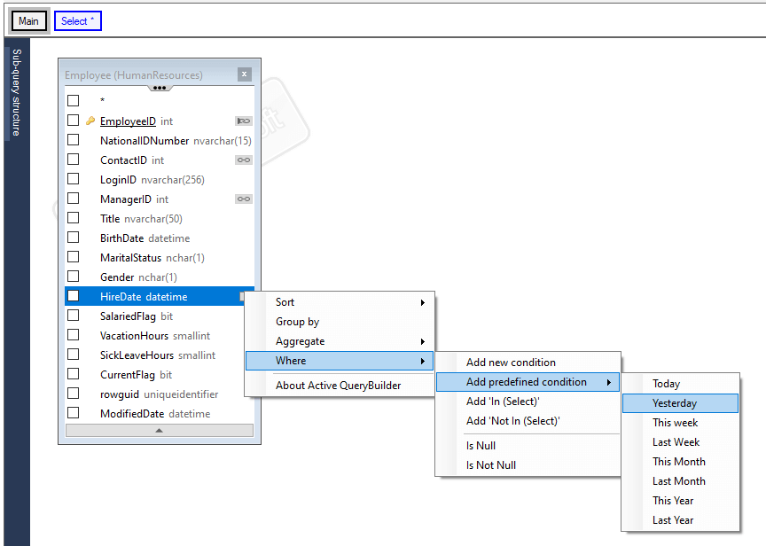 Active Query Builder for .NET 3.6 helps find and change various options ...