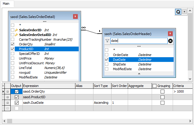 Easily find fields in hundred-column tables with Active Query Builder VCL and ActiveX Editions 1.31.