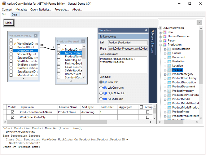 Link Properties in Active Query Builder for .NET