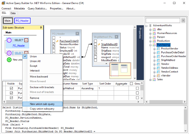 Sub-query Navigation Bar in Active Query Builder for .NET