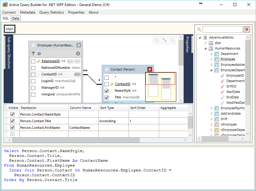 Active Query Builder for .NET 3.4 lets add linked objects easier.